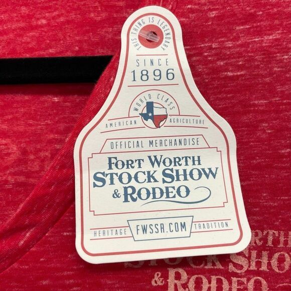 Fort Worth Stock Show Rodeo V-Neck Long Sleeve T-shirt, Size M NWT - Picture 6 of 7